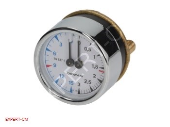 Манометр ELEKTRA d60мм 2х шкала 0-3бар/0-15бар  1/8" (хром/хром)