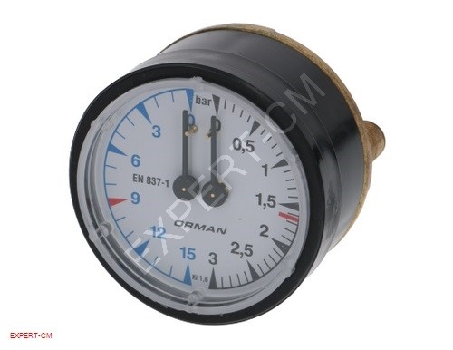 Манометр Orman CASADIO/CIMBALI d62мм 2х шкала 0-3бар/0-15бар, 1/8"