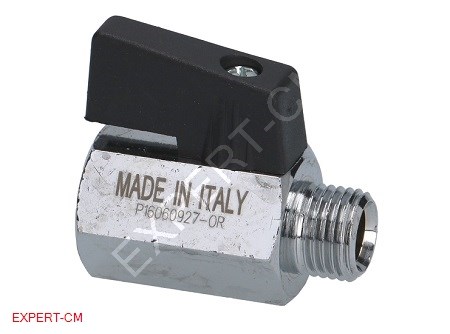 Кран кульовий 1/4"-1/4" L30мм, вал-d22мм з ручкою-прапорець